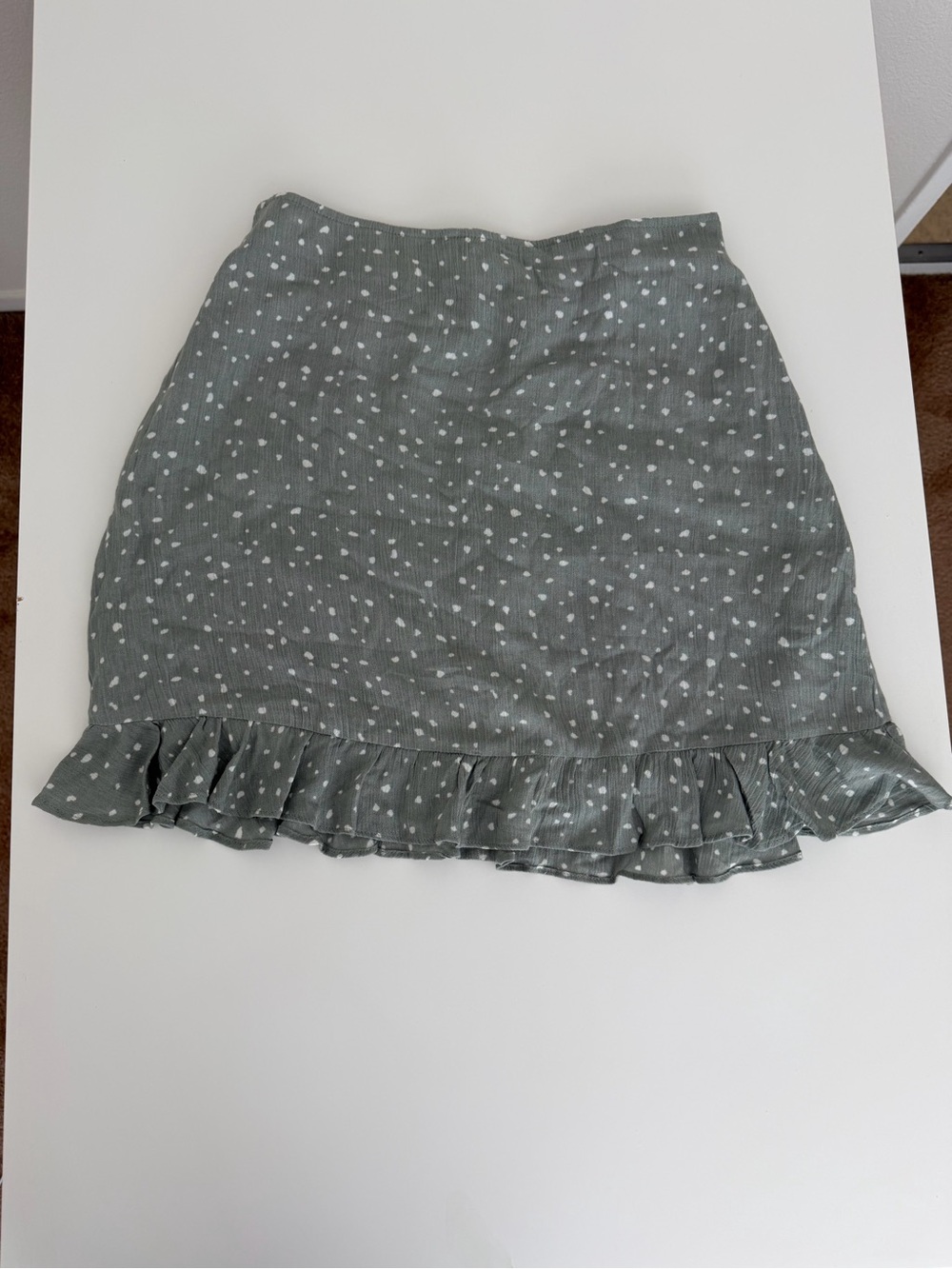 Abercrombie & Fitch Sage Green Polka Dot Ruffle Mini Skirt